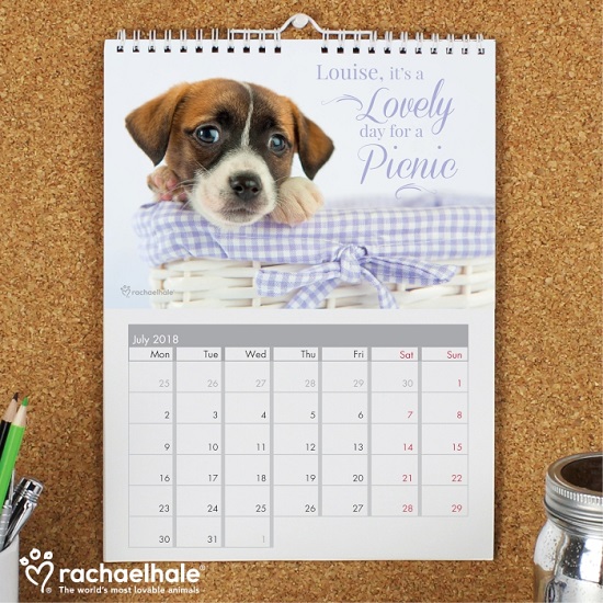 Personalised Rachael Hale Cute Dog A4 Wall Calendar Dogs